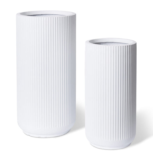 Tarian Tall Fibrestone Planter - Set of 2 Pots