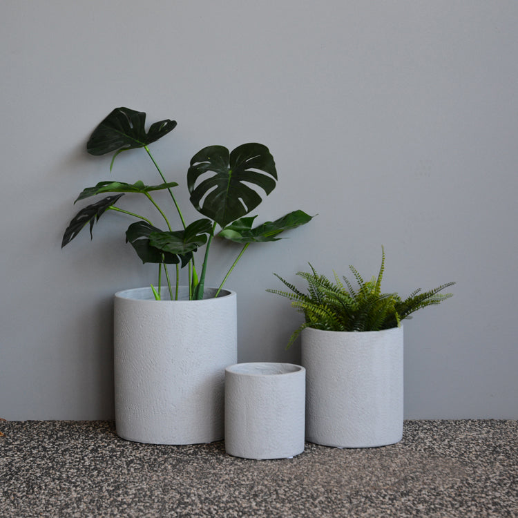 Windsor Set of 3 Planter Pots 20 x 20cm + 26 x 29cm + 32 x 36cm Light Grey