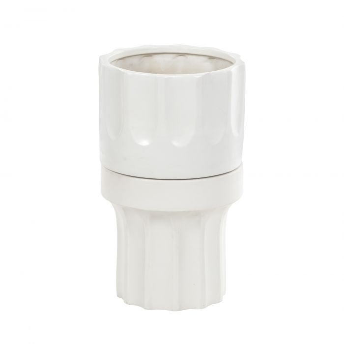 PLANTER POT ON STAND WHITE 28X28X48.5CM