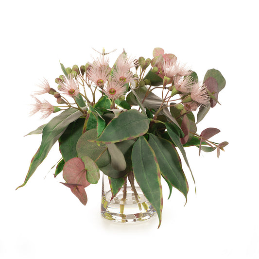 Faux Artificial Eucalyptus Flowering Mix in Vase