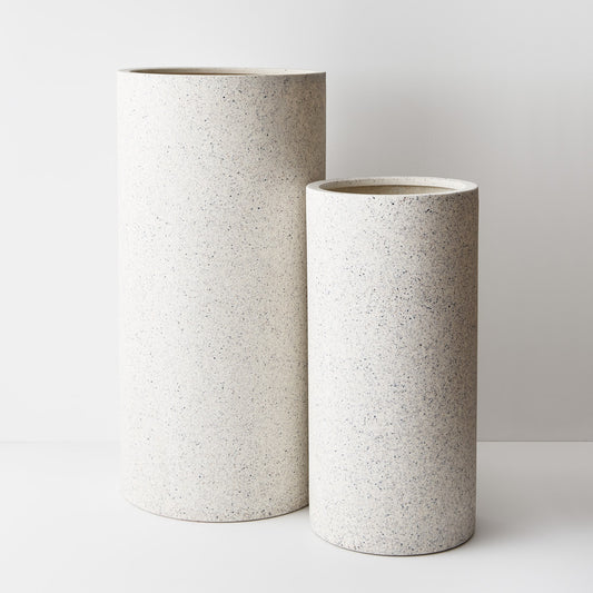 Cylinder Tall Poly Terrazzo - natural white (set/2)